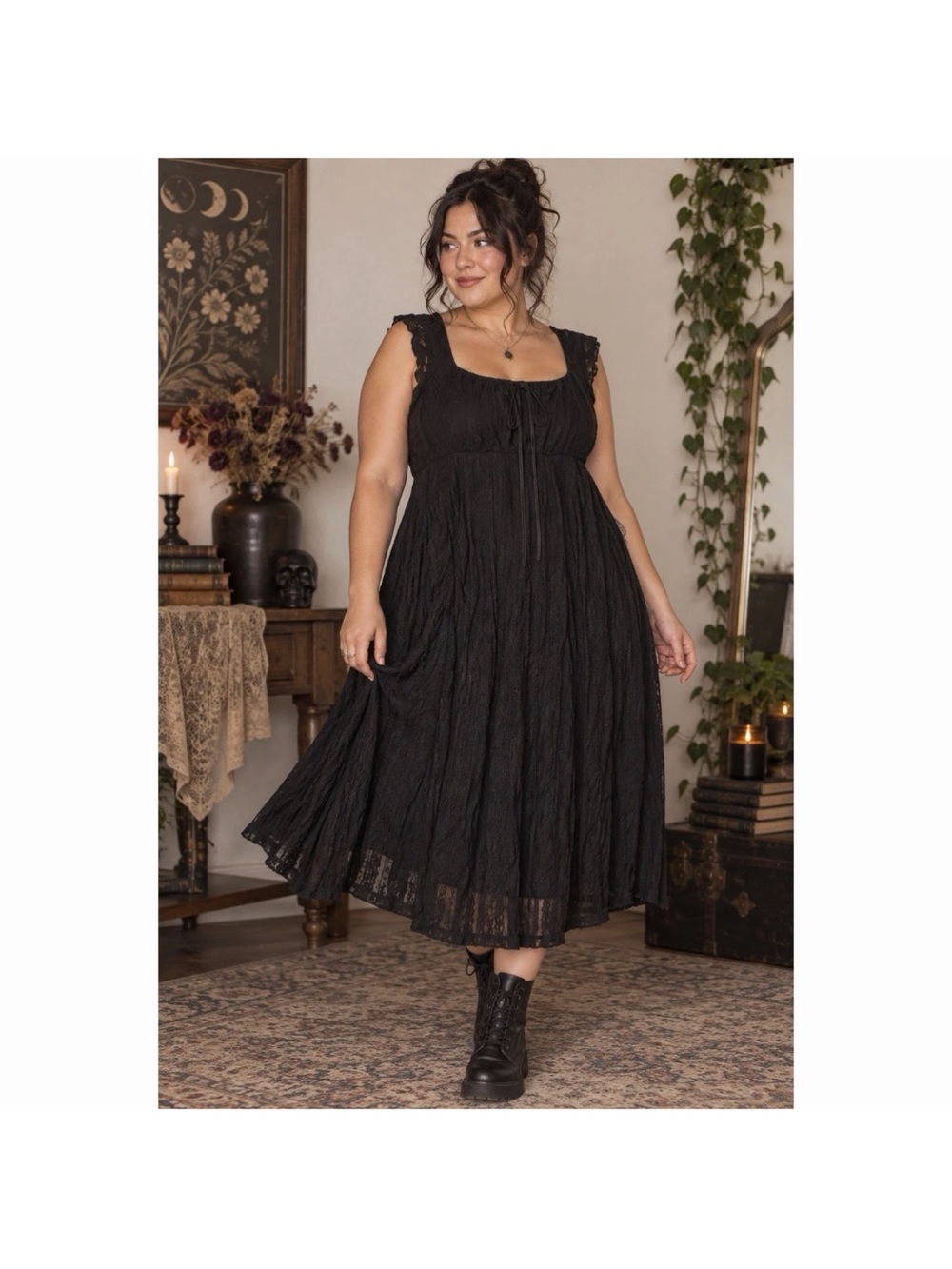 Bloomchic Black Lace Milkmaid Dress Women’s Plus Size 18/20 Whimsygoth - NEW!